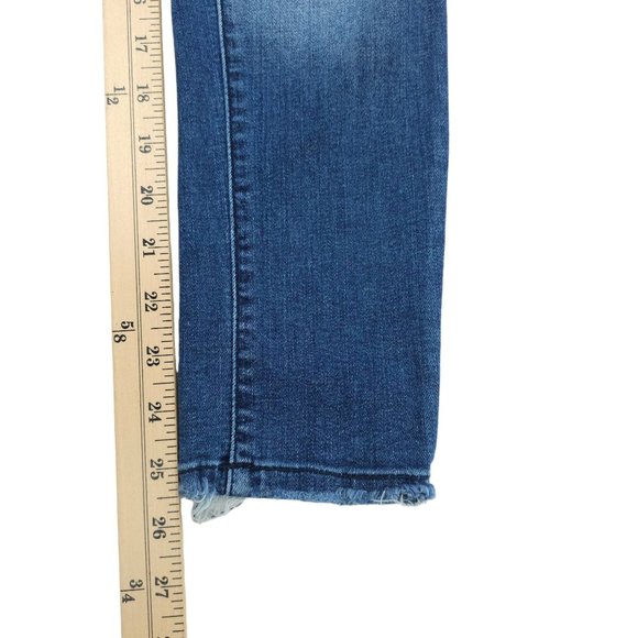 Kancan Moto Jeans Capri Distressed Stretch Frayed Hem Size 5 / 26 LowRise Skinny - Picture 9 of 12